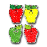 Kid-Drawn Apples Colorful Punch-Out Accents