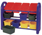 Plastic 3 Tier Toy Organizer with 12 Bins - Primary Colors