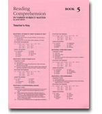 Reading Comprehension 5 - Answer Key