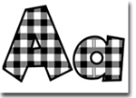 Black 4 Inch Gingham Letters