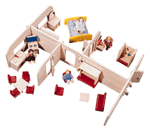 Block Play Dollhouse (w/Furniture and Family)