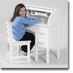 FREE SHIPPING - Jr Roll-Top Desk - White And Pink