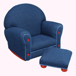 KidKraft Upholstered Rocker with Ottoman Set - Denim