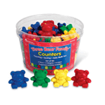 Four - Color Baby Bear Counters, Set of 100