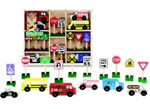 Wooden Vehicles and Traffic Sign Set