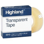 Highland Transparent Tape, 3/4 x 36 yards, 1 Inch Core, Clear