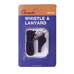 Plastic Whistle and Black Lanyard Pack of 12