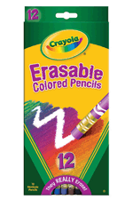 Crayola Erasable Colored Pencils 12 Pack Assorted Colors