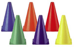 Plastic Safety Cone - Set of 6 Multiple Colors - 9 inch