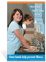Hand Washing Middle School Girl Poster