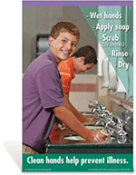 Hand Washing Elementary School Boy Poster