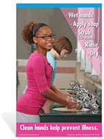 Hand Washing Elementary Girl Poster