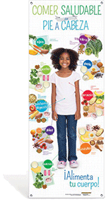 Kids Spanish Healthy Eating from Head to Toe Vinyl Banner