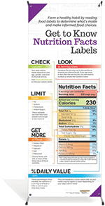 Get to Know Nutrition Facts Labels Vinyl Banner with Stand