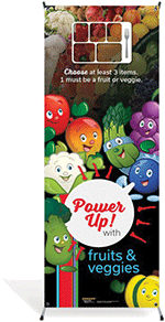 Garden Heroes Fruit and Veggie Vinyl Banner with Stand