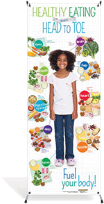 Kids Healthy Eating from Head to Toe Vinyl Banner with Stand