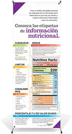 Get to Know Nutrition Facts Labels Spanish Vinyl Banner with Stand