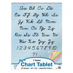 Colored Paper Chart Tablets - 1 Inch Ruled, Cursive Cover