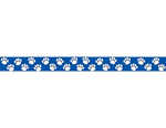 Blue With White Paw Prints Straight Border Trim 