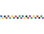 Straight Border Trim, Colorful Paw Prints 