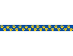 Blue With Gold Paw Prints Border Trim 