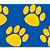 Blue With Gold Paw Prints Border Trim 