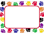 Colorful Paw Prints Name Tags 