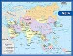 Asia Map Chart, Multi Color 
