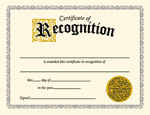 Certificate of Recognition (Large) Certificate