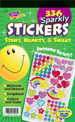 Sparkly Stars, Hearts, and Smiles Sticker Pad