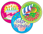 Happy Birthday (Vanilla) Large Round Stinky Stickers