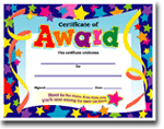 Certificate of Award - star Certificate