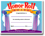 Honor Roll Award Certificate